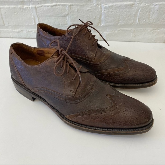Frye || Mixed Leather Wingtip Oxford Derby Shoes Brown‎ 10.5 main image 5